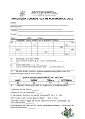 avaliação diagnóstica 3º ano de matemática 3º ano 2012.doc